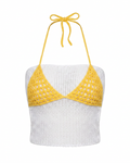 HAAJII LAYERED BANDEAU TOP - YELLOW & WHITE