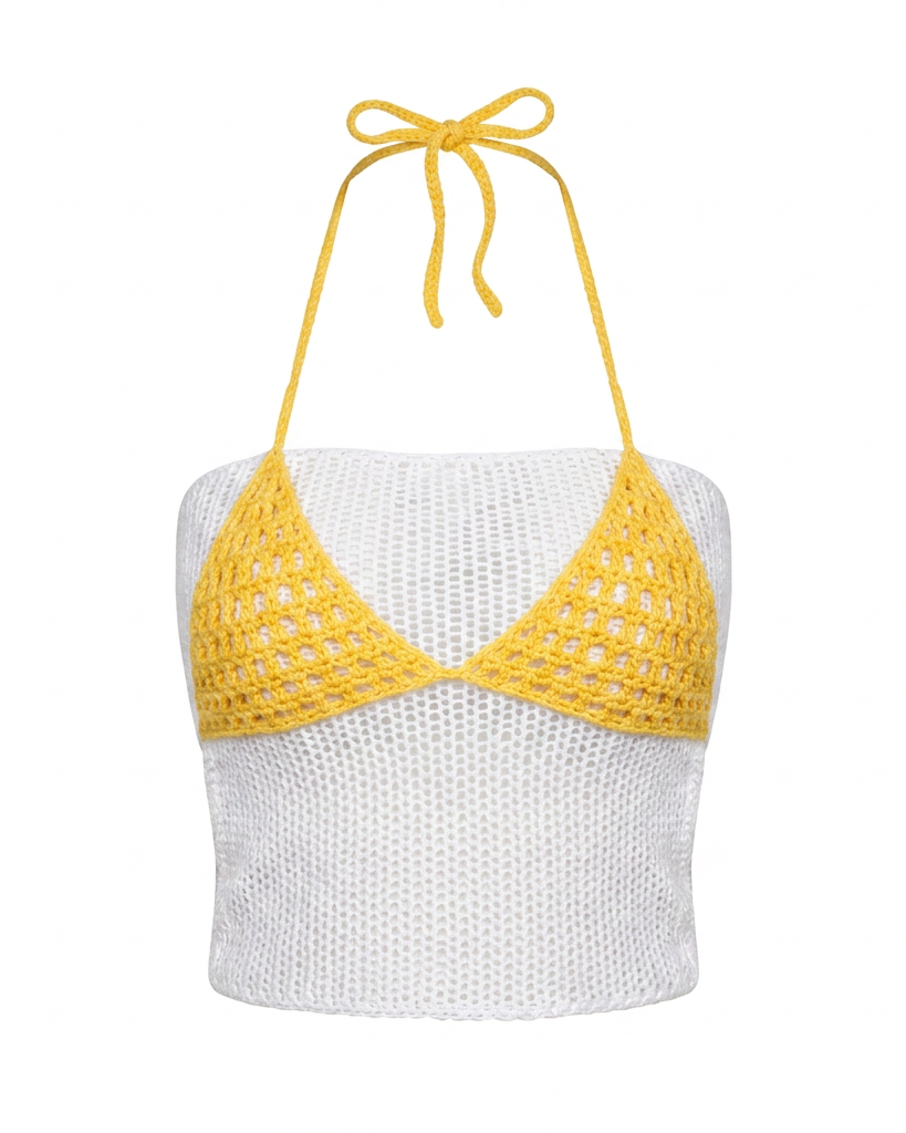 HAAJII LAYERED BANDEAU TOP - YELLOW & WHITE