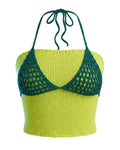 HAAJII LAYERED BANDEAU TOP - GREEN & LIME GREEN