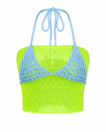 HAAJII LAYERED BANDEAU TOP - BLUE & LIME GREEN