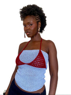 HAAJII LAYERED BANDEAU TOP - RED & BLUE