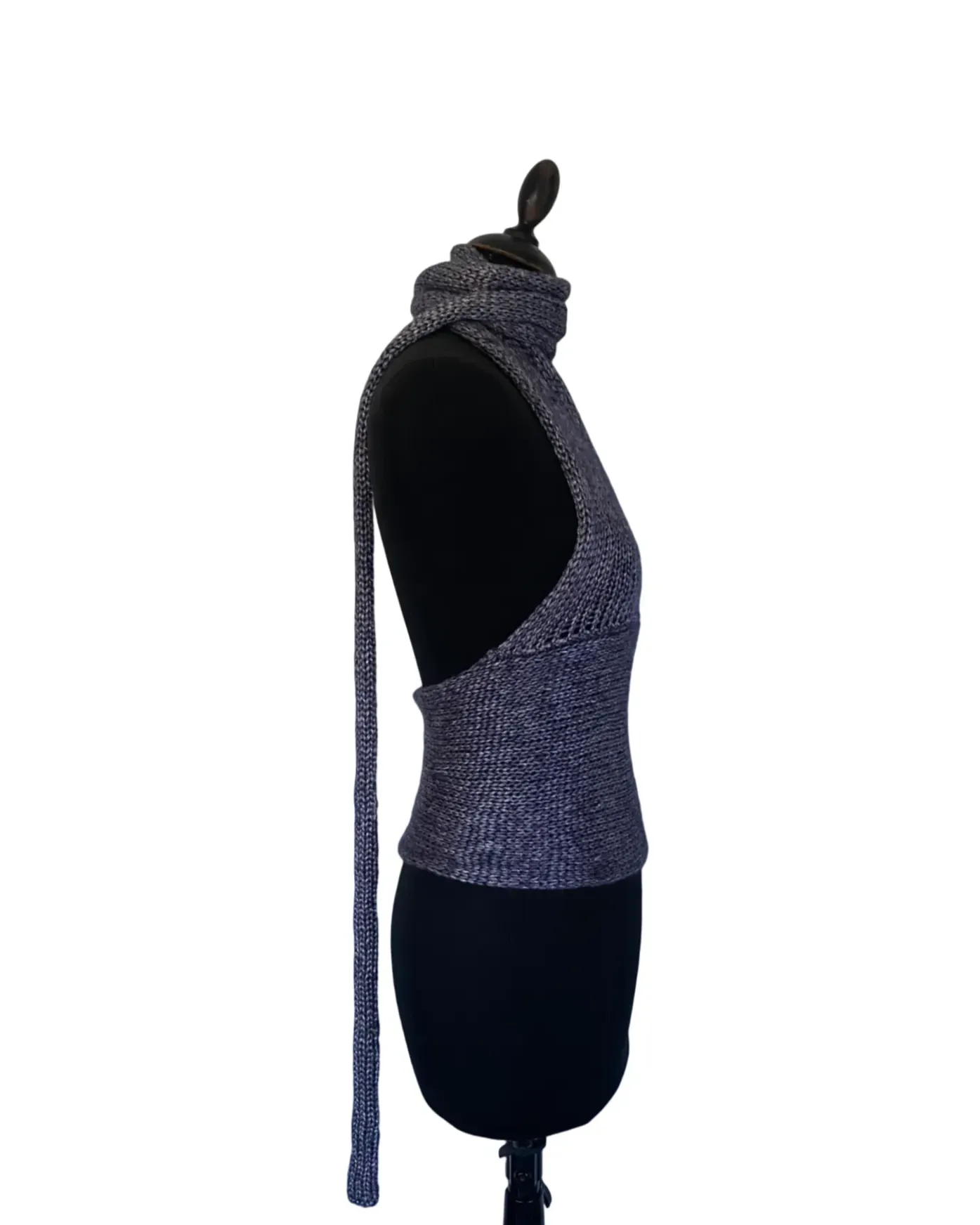 Silver grey one shoulder scarf top