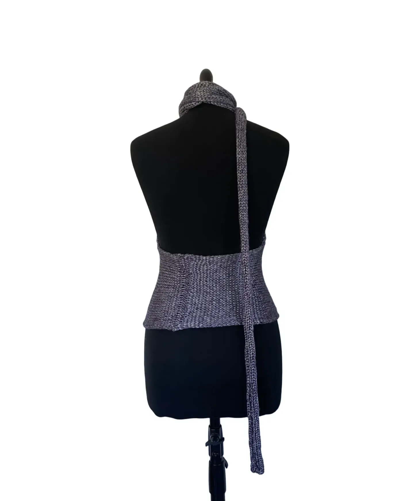 Silver grey one shoulder scarf top