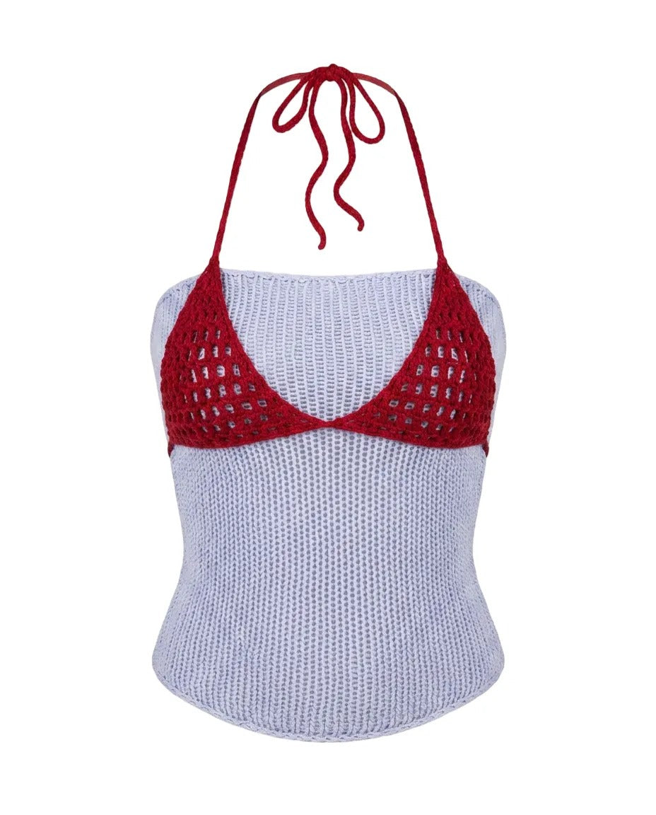 HAAJII LAYERED BANDEAU TOP - RED & BLUE